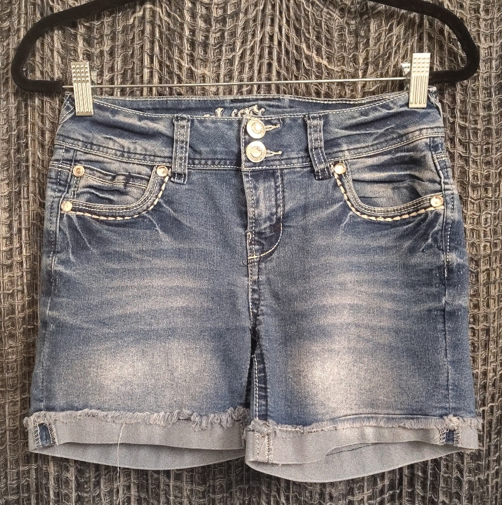 WallFlower Embellished Denim Shorts Size 3 Rhinestone Pockets